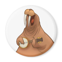 Banjo-Strummin' Walrus Magnet by stlewis75 Banjo-Strummin' Walrus Magnet