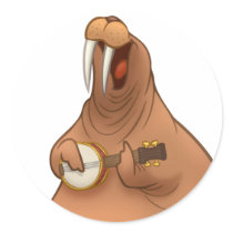 Banjo-Strummin' Walrus Stickers by stlewis75 Banjo-Strummin' Walrus Stickers