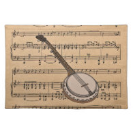 Banjo With Sheet Music Background Placemat