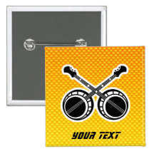Banjos en duelo amarillo-naranja pins