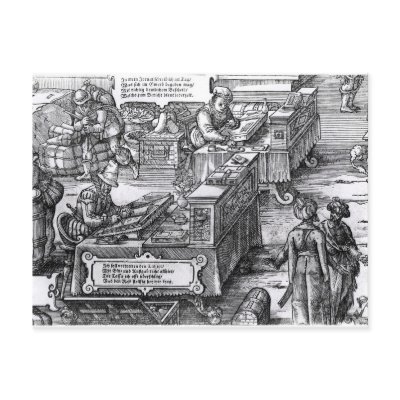 Bank Interior Post Card by bridgemanart