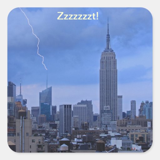 Bank of America Tower NYC hit by lightning 2 Square Sticker