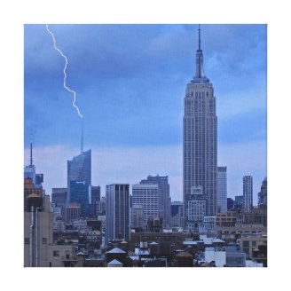 Bank of America Tower NYC hit by lightning Stretched Canvas Print