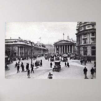 Bank & Royal Exchange, London Vintage print