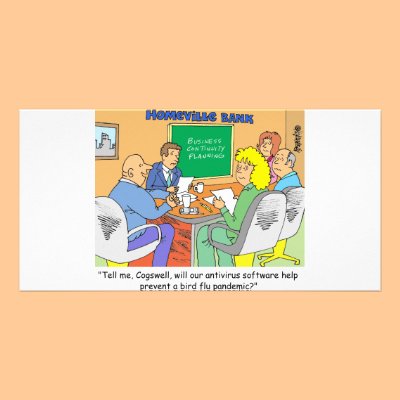 BANKING / ANTI VIRUS SOFTWARE / BIRD FLU PHOTO GREETING CARD by banker_broker_gifts