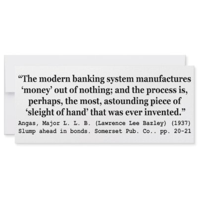 Banking Systems Manufacture Money Out Of Nothing Personalized Announcement by wallarts