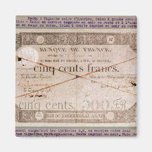 Banknote for 500 francs from the 24th Germinal Fridge Magnet