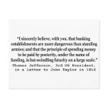Banks Are More Dangerous Than Standing Armies Post Cards