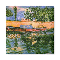 Banks of the Seine with Boats, Vincent van Gogh Magnets