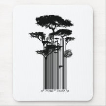 Banksy Style Barcode Trees illustration Mousepads