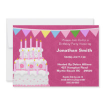 Banner and Birthday Cake Party Invitations