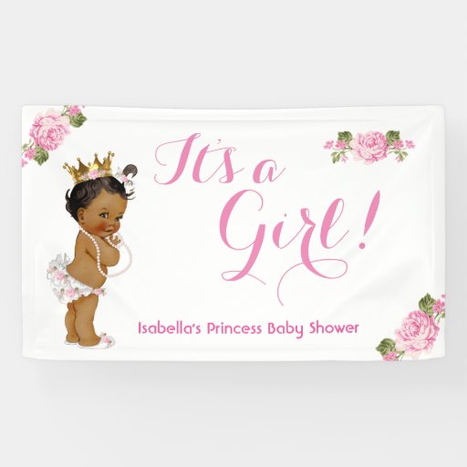 Banner Ethnic Princess Baby Shower Pink Floral | Zazzle