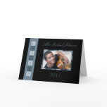 Banner Folded Graduation Invitation (blue) Greeting Card