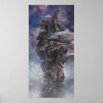 architecture, castle, leaning tower, gothic, weird, fantasy, surreal, cool, stronghold, cave, exile, cold, winter, dark, mountains, outlaws, mysterious, snow, dragon, bent, dreamland, houk, art, artwork, illustration, digital art, surrealism, surreal art, fairytales, gifts, eerie, adorable, mystic, mood, mystery, excellent, fabulous, scenery, unique, awesome, Poster with custom graphic design