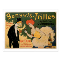 Banyuls Trilles Vintage Wine Drink Ad Art Postcards