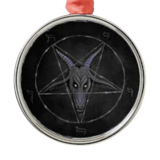 Baphomet Black And Gray Premium Round Ornament ornament