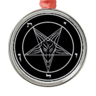 Baphomet Black And White Premium Round Ornament ornament