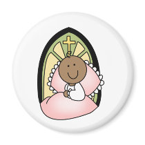 Baptism African American Baby Girl Fridge Magnets