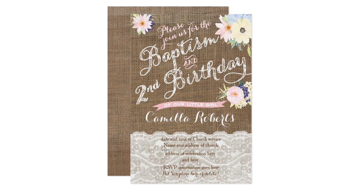 Baptism and Birthday invitations, 2nd Birthday Card Zazzle