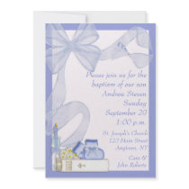 Baptism Blue Bow Invitation