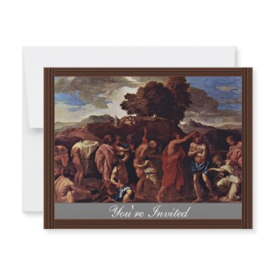 Baptism By Poussin Nicolas (Best Quality) Personalized Invites by Artcollection
