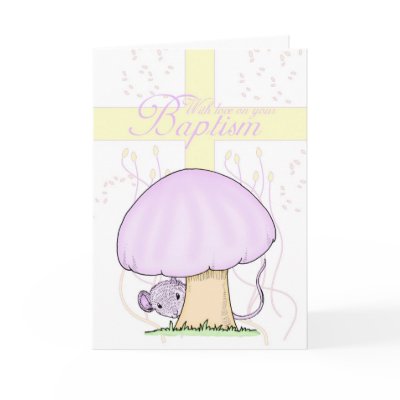 Baptism Card With Cross And Mouse by moonlake