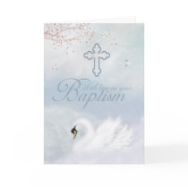 Baptism Card With Pink Swan