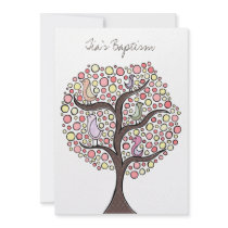 Baptism Christening Bird Tree Custom Invitation