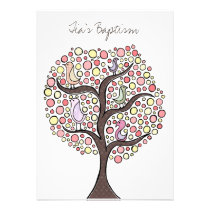 Baptism Christening Bird Tree Custom Invitation