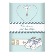 Baptism Christening Boy Pink White Blue Personalized Announcements