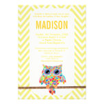 Baptism Christening Chevron Rainbow Owl Invite invitations