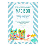 Baptism Christening Chevron Rainbow Owls Invite invitations