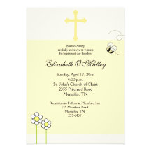 Baptism Dedication 5x7 Spring Bee Happy Invitation