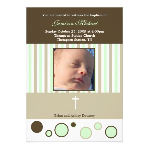 Baptism Dedication Boy Tan Brown Bubbles Announcements