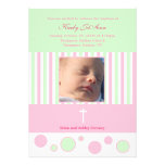 Baptism Dedication Girl Pink Green Bubbles Personalized Invitation