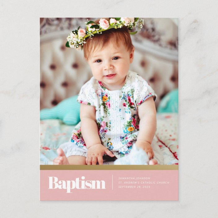 Baptism For Her Modern And Simple Photo Postcard Zazzle