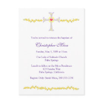 Baptism Invitation, Cross with Heart Postcards