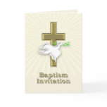 Baptism invitation with a golden cross cards