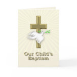 Baptism invitation with a golden cross cards