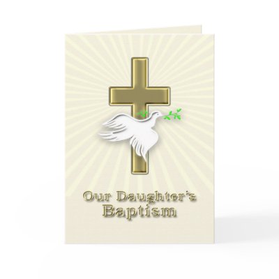 Baptism invitation with a golden cross greeting cards by Eggznbeenz