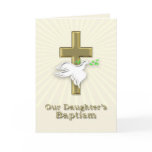 Baptism invitation with a golden cross greeting cards