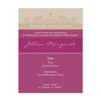 BAPTISM INVITE :: elegant 4 Post Cards by edgeplus