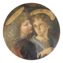 Baptism of Christ, angel detail, Leonardo da Vinci Sticker