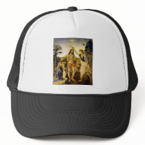 Baptism of Christ by Da Vinci and Verrocchio Trucker Hats