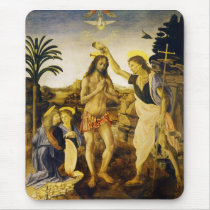 Baptism of Christ by Da Vinci and Verrocchio Mouse Pads