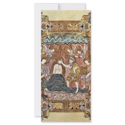 Baptism Of Christ By Meister Des Benedictionale De Customized Rack Card by Artcollection