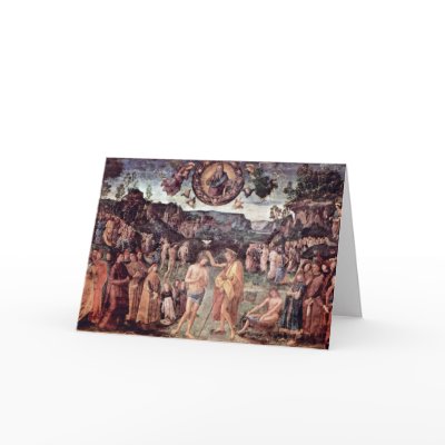 Baptism Of Christ By Perugino Pietro Greeting Cards by Artcollection