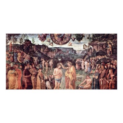 Baptism Of Christ By Perugino Pietro Photo Greeting Card by Artcollection