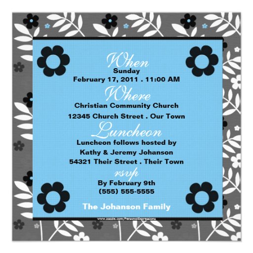 Baptism Photo Invitation for Baby Boy Monogrammed