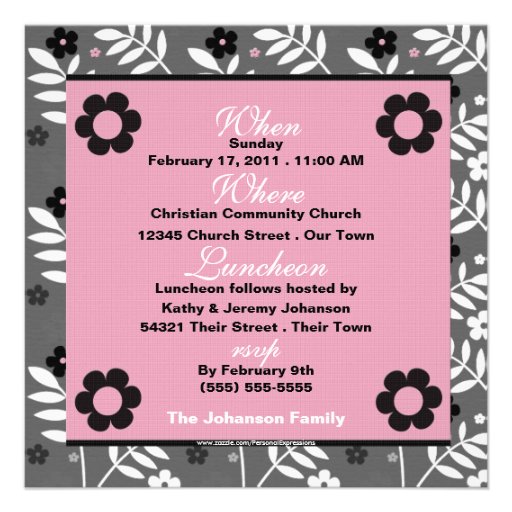 Baptism Photo Invitation for Baby Girl Monogrammed